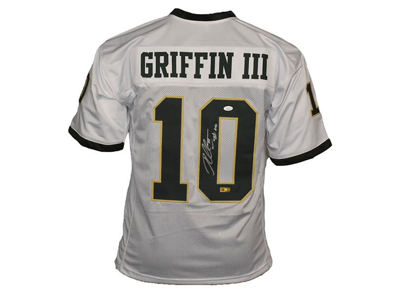Robert Griffin III Autographed College-Edition White Football Jersey (JSA)