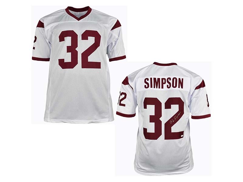 OJ Simpson Autographed College-Edition White Football Jersey (JSA)
