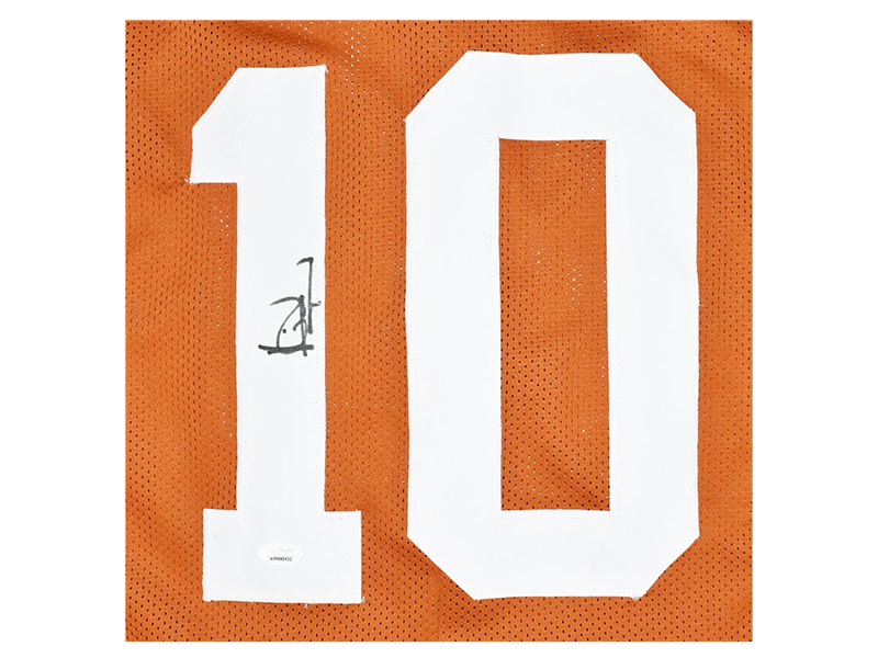 Vince Young Autographed Texas College Orange Stats Football Jersey (JSA)
