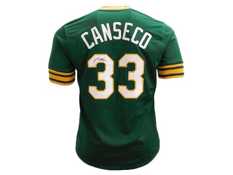 Jose Canseco Autographed Pro Style Green/Yellow Baseball Jersey (JSA)