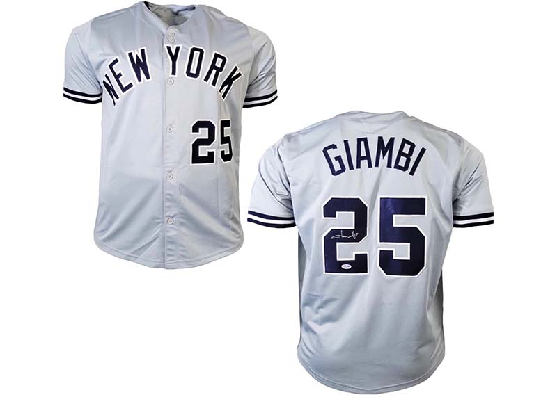 Autographed/Signed Jason Giambi New York Pinstripe Baseball Jersey