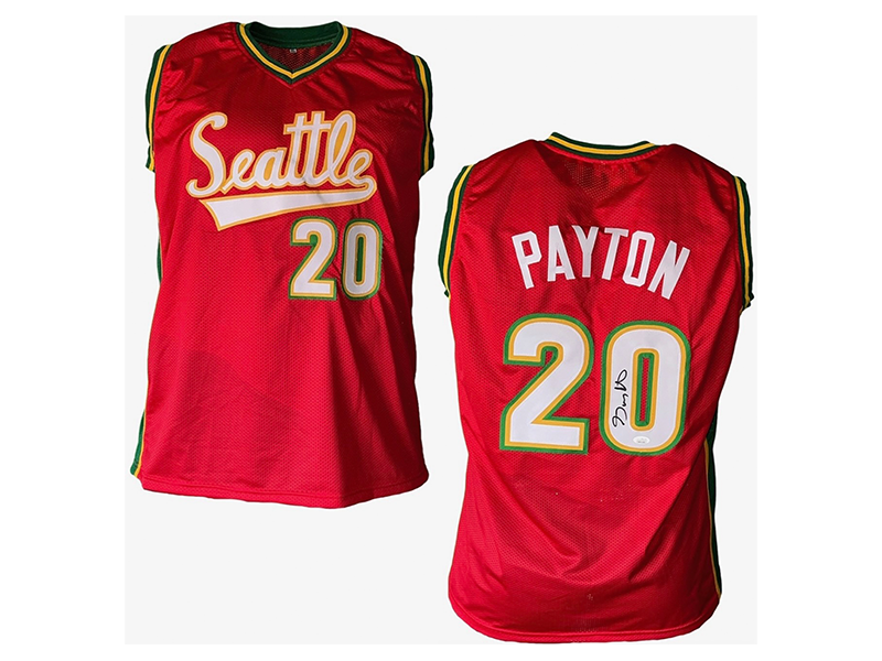 Gary Payton Autographed Seattle Pro Style Red Basketball Jersey (JSA)