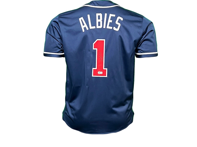 Ozzie Albies Autographed Atlanta Pro Style Baseball Jersey Blue (Beckett)