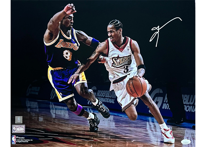 Allen Iverson Signed Philadelphia 76ers vs Kobe Bryant 16x20 Framed Photo JSA