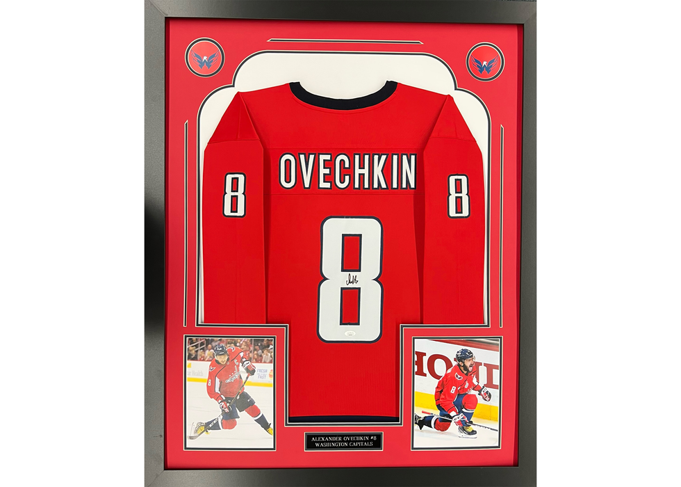 Alexander Ovechkin Washington Autographed Hockey Red Jersey Frame 35x44 (JSA)