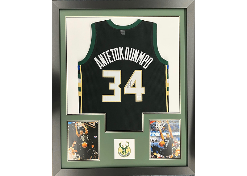 Giannis Antetokounmpo Autographed and Framed Milwaukee Bucks Jersey