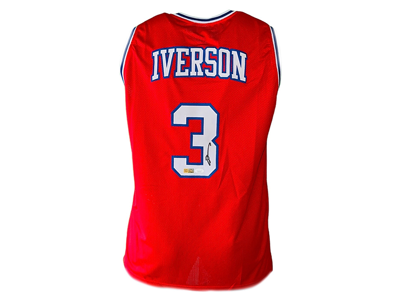 Allen Iverson Autographed Philadelphia Red Pro Style Basketball Jersey (JSA)