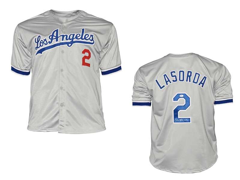 Tommy lasorda Autographed Los Angeles Gray Baseball Jersey (PSA) – Golden  Autographs