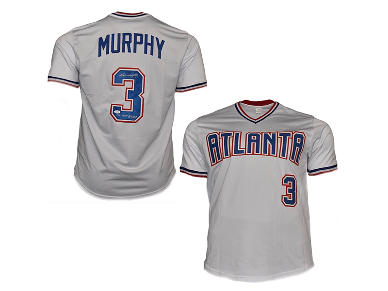 Dale Murphy Signed (NL MVP 82,83) Atlanta White Baseball Throwback Jer