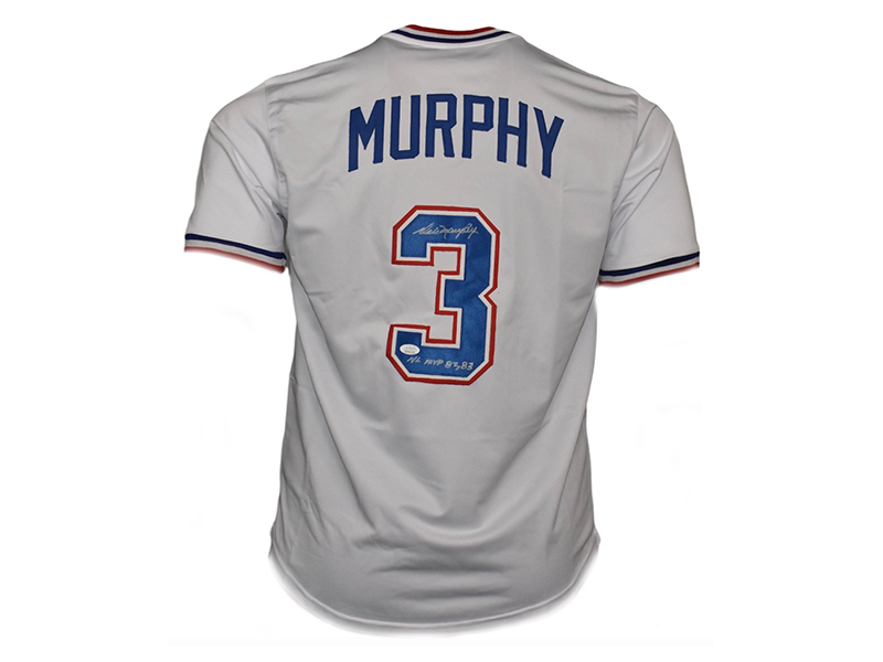 Dale Murphy Signed (NL MVP 82,83) Atlanta White Baseball Throwback Jersey (JSA)