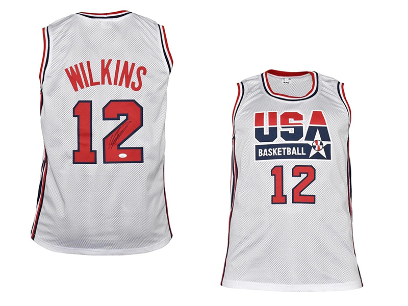 Dominique Wilkins Autographed USA Pro Style White Basketball Jersey (JSA)
