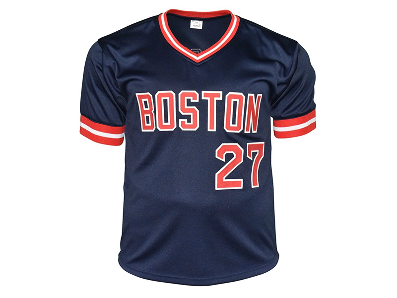 Carlton Fisk Autographed Pro Style Blue Boston Baseball Jersey JSA