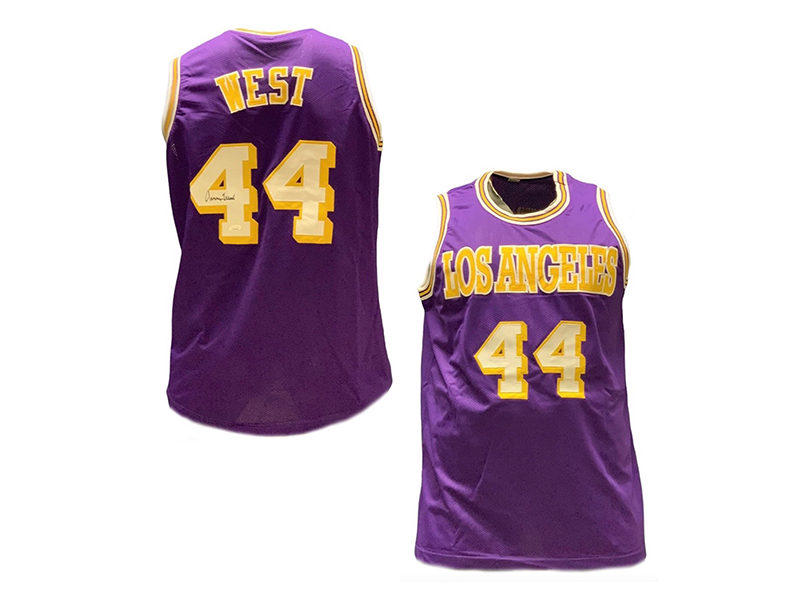 Jerry West Autographed Los Angeles Purple Pro Style Basketball Jersey (JSA)