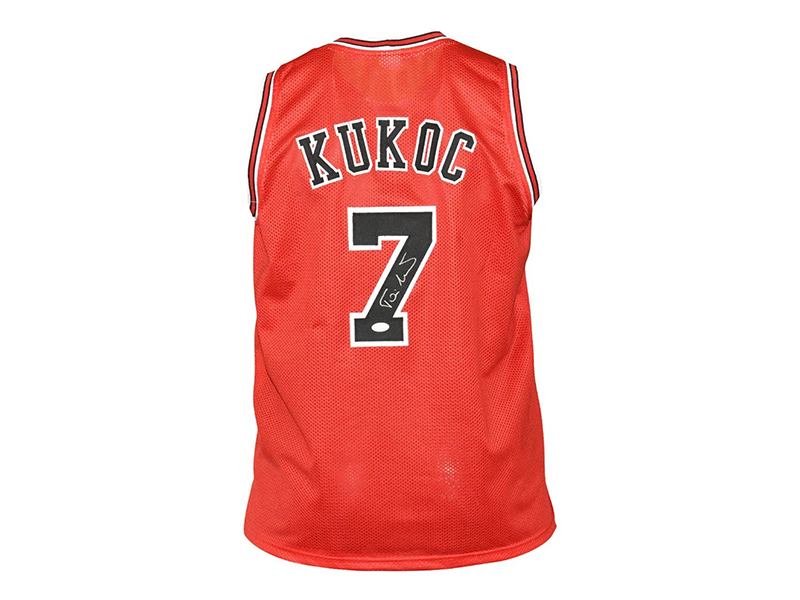 Toni Kukoc Autographed Chicago Pro Style Red Basketball Jersey (JSA)