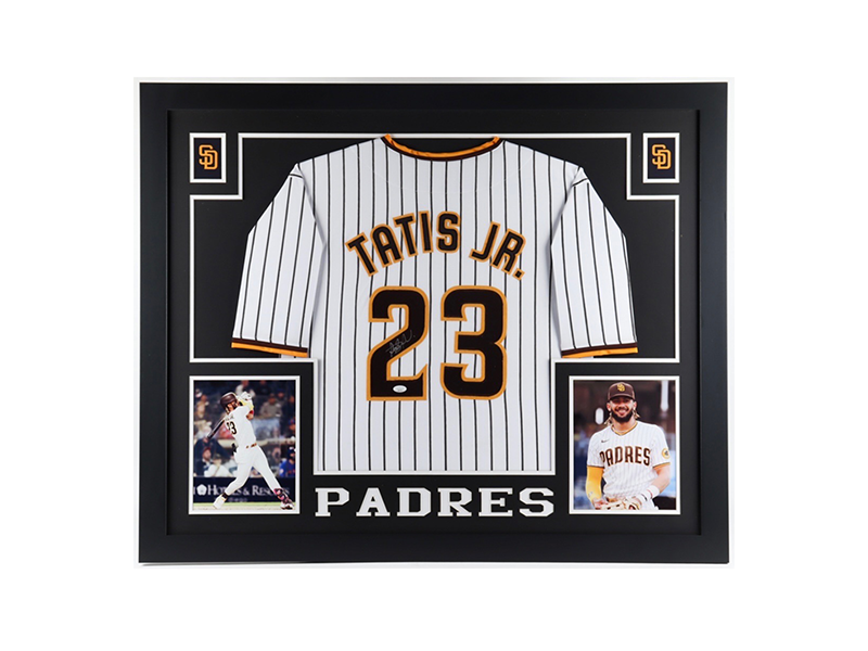 Fernando Tatis Jr Autographed 35x43 Custom Framed Padres Jersey (JSA Hologram)