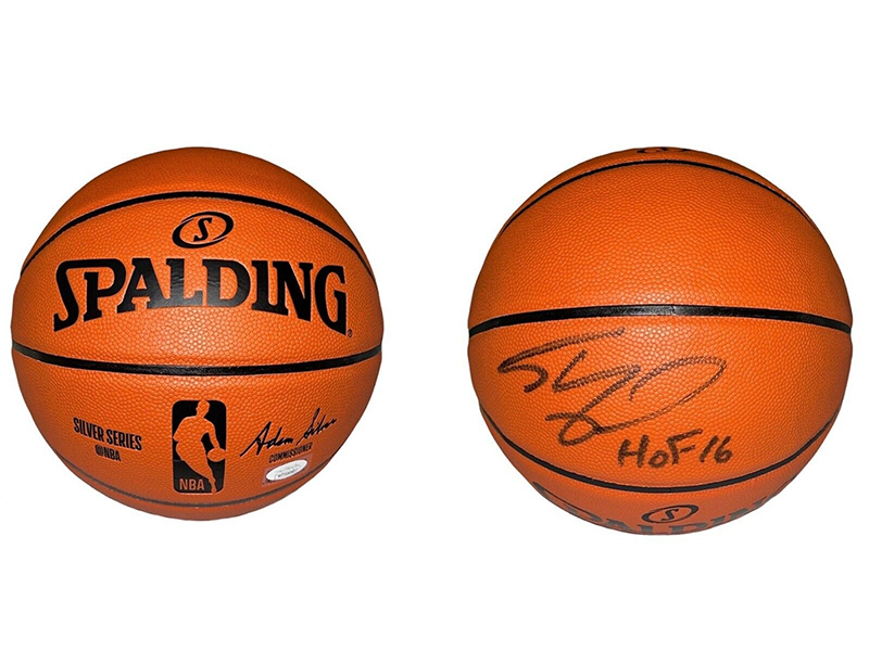 Shaquille O'Neal Autographed Spalding NBA Series Basketball HOF 16 Insc (JSA)