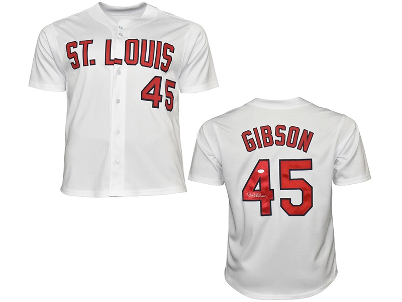 Bob Gibson Autographed Signed St Louis White Baseball Jersey (JSA)