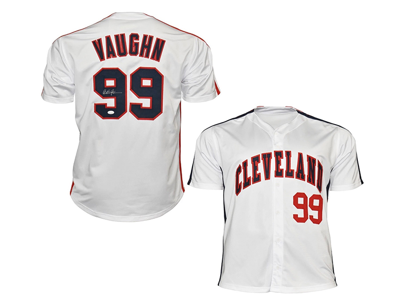 Charlie Sheen Autographed Cleveland Vaughn White Baseball Jersey