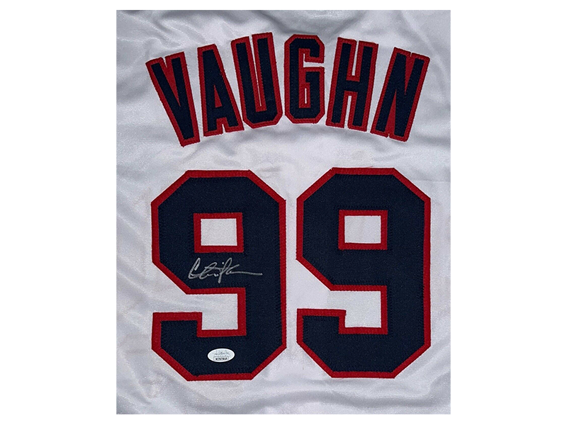 Charlie Sheen Autographed Cleveland Vaughn White Baseball Jersey (JSA)