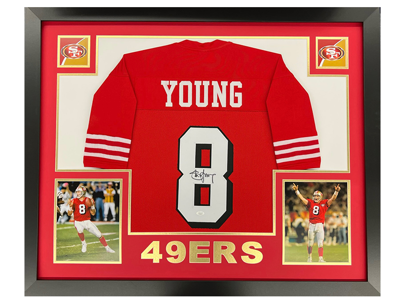 Steve Young Autographed and Framed Red 49ers Jersey