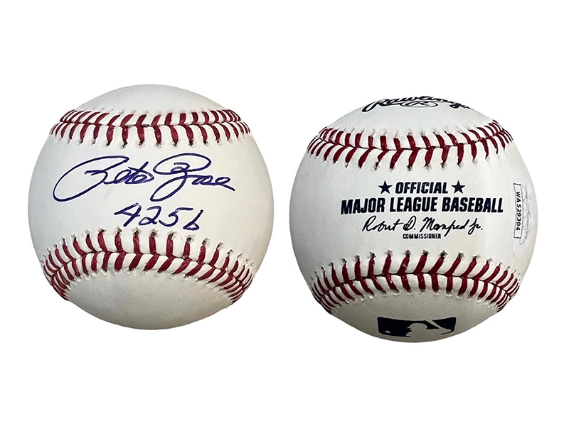 Pete Rose Autographed official Major League “4256” Inscription Baseball (JSA)
