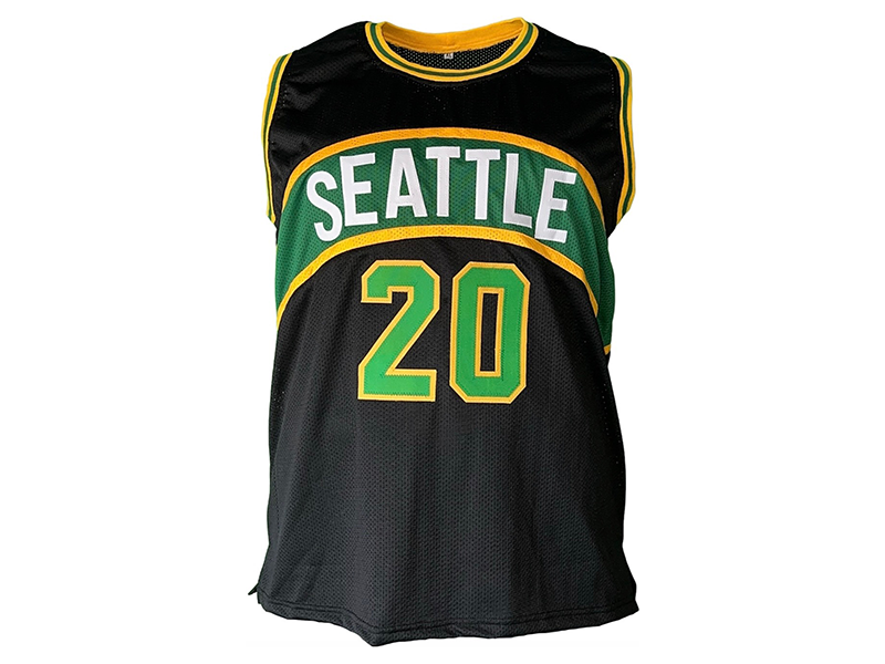 Gary Payton Autographed Signed Seattle Pro Style Black Basketball Jersey (JSA)