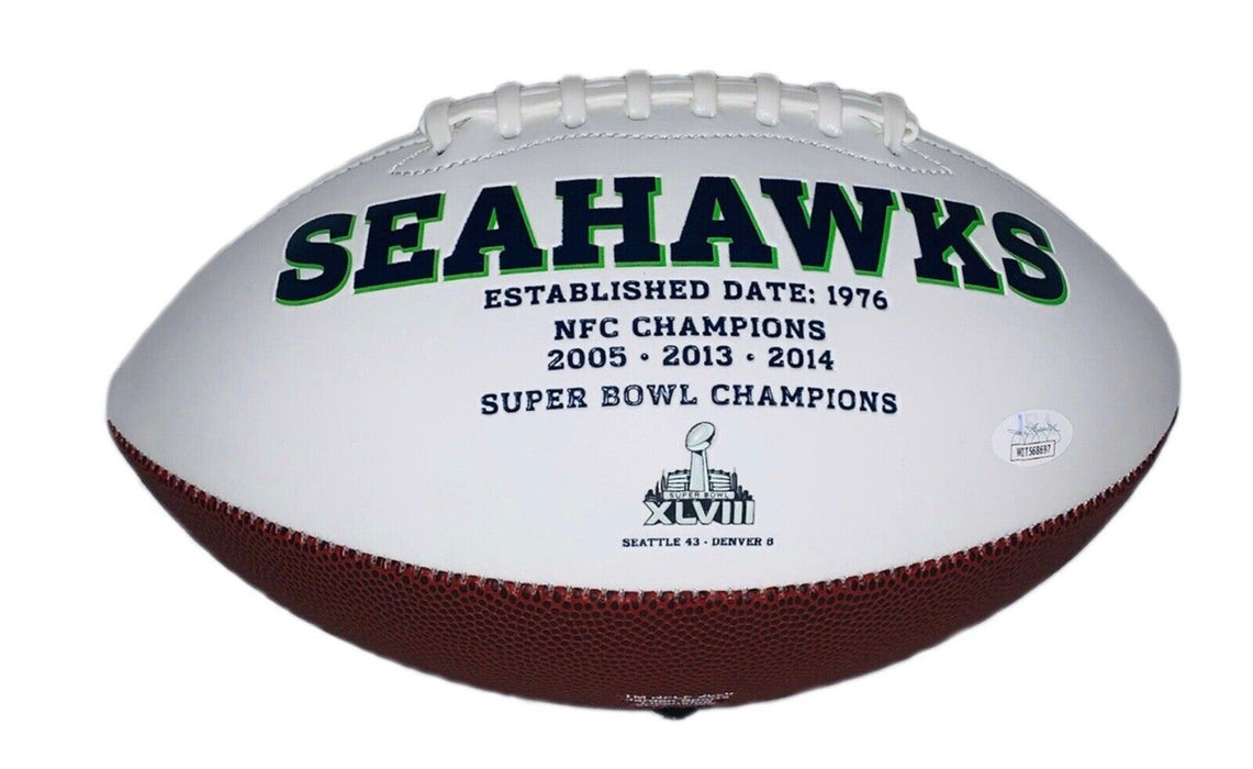 Shaun Alexander Autographed Seattle Seahawks White Logo Football JSA