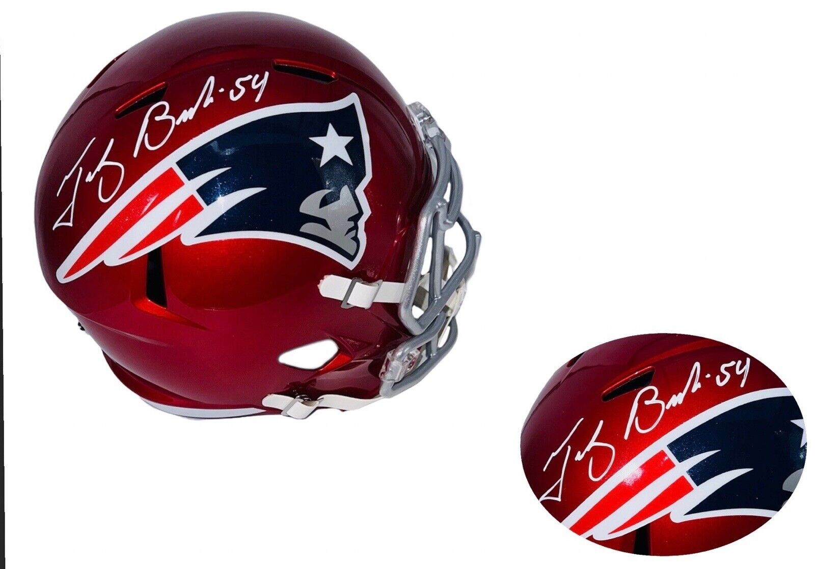 Tedy Bruschi Autographed New England Full Size Flash Football Helmet J –  Golden Autographs