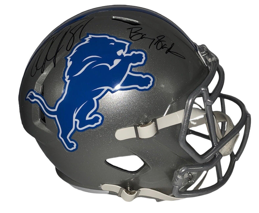 Calvin Johnson & Barry Sanders Duel Autographed Detroit Lions Full Size Replica JSA