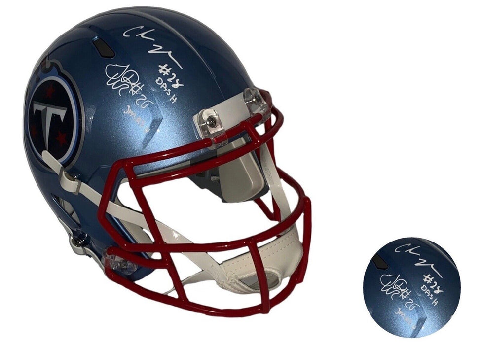 Chris Johnson & LenDale White Duel Autographed Tennessee Titans Smash & Dash inscribed Football Helmet JSA