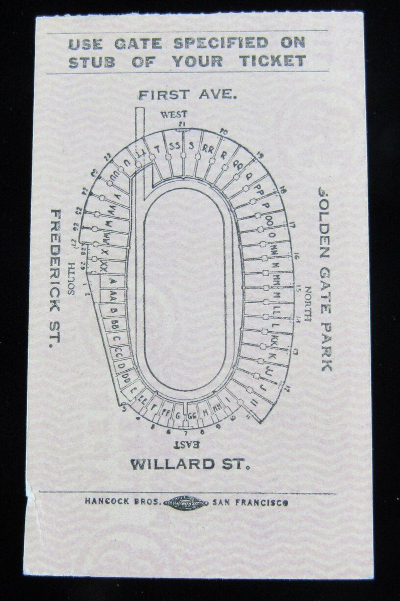 1945 Shrine Bowl East vs. West Ticket Stub, Kezar Stadium, SF California