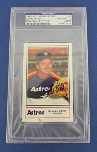 Alan Ashby 1986 Houston Astros Signed Slab Baseball Card PSA/DNA 132096