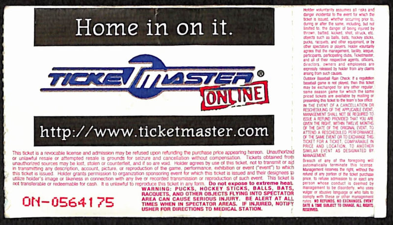 1999 NL Tie Breaker Ticket Stub Mets v Cubs 10/4/1999 Al Leiter Shut Out 187522