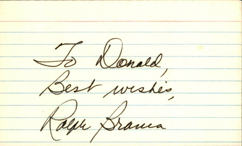 Ralph Branca Brooklyn Dodgers d.2016 Signed/Autographed 3x5 Index Card 162535