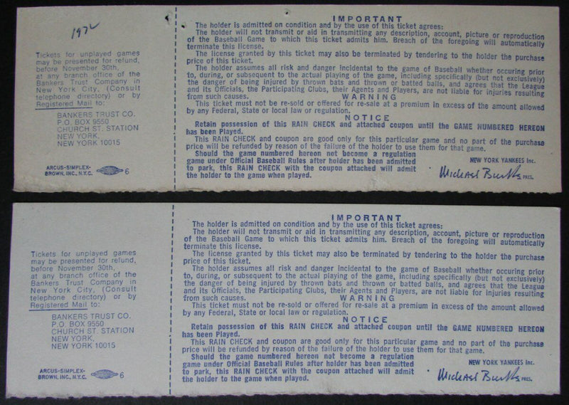 Lot ofTwo New York Yankees Phantom ALCS Full Mint Tickets Games, Pre 1973 145448