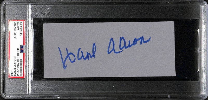 Hank Aaron HOF Signed/Autographed 6x2.5 Cut Card Atlanta Braves PSA/DNA 193442
