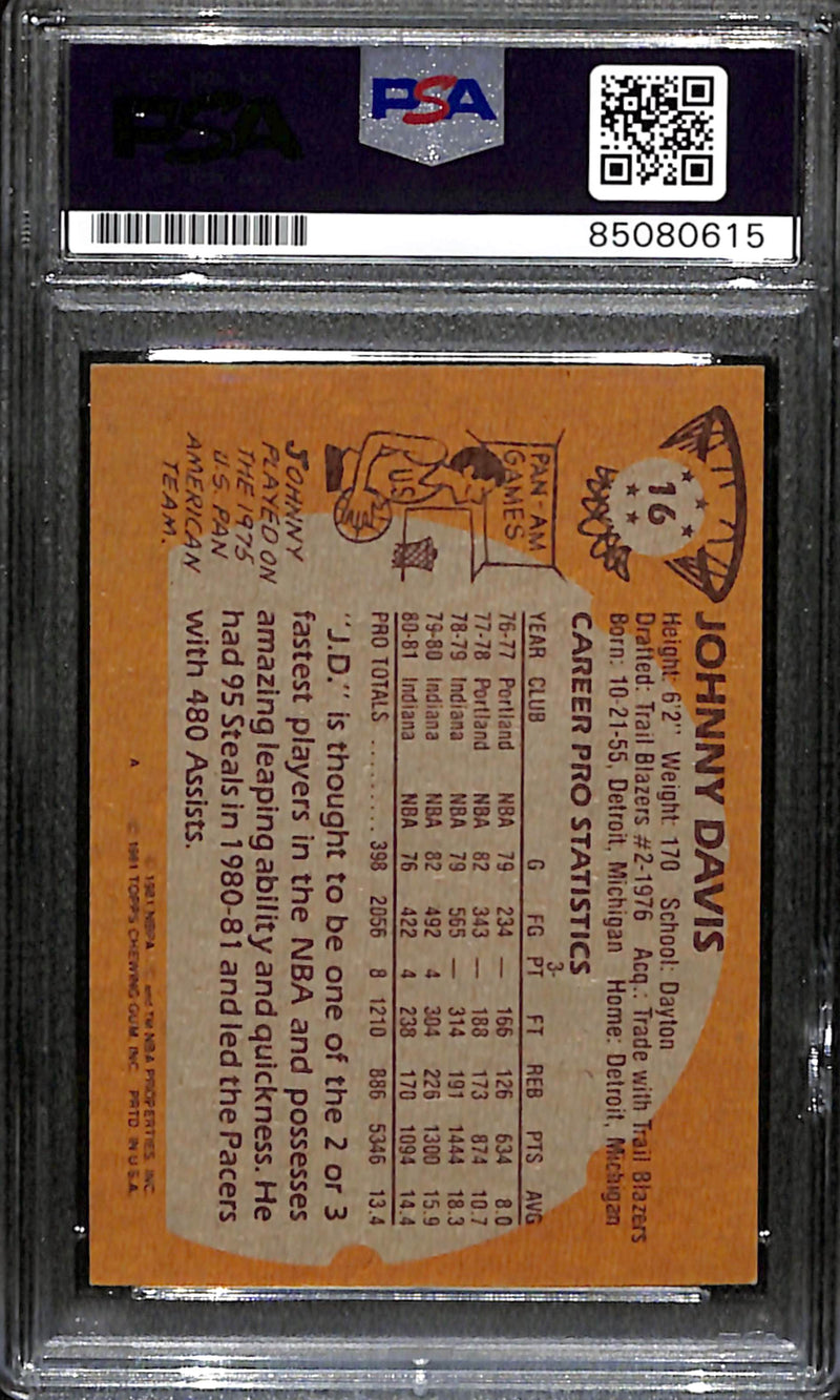 Johnny Davis Signed 1981 Topps Card #16 indiana Pacers PSA/DNA 185075