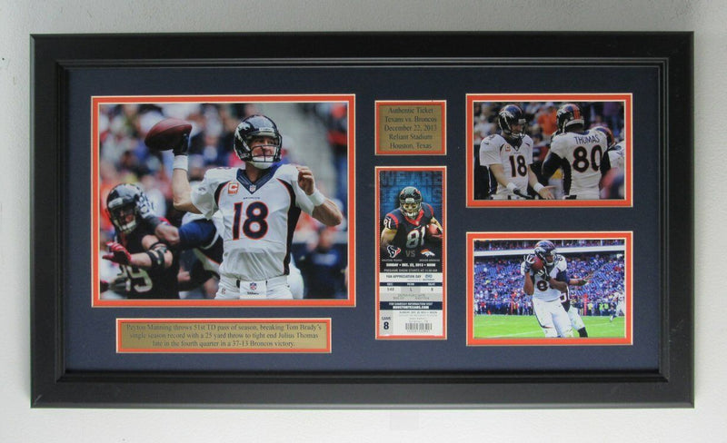 Peyton Manning Broncos 8x10 Photo, Game Ticket, & Photo Collage Framed 161749