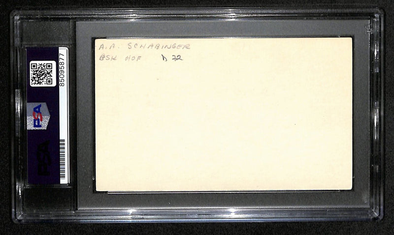 A.A. Schabinger Signed 3x5 Index Card Creighton Basketball Coach PSA/DNA 185479