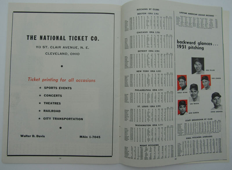 1952 Cleveland Indians Yearbook 144481