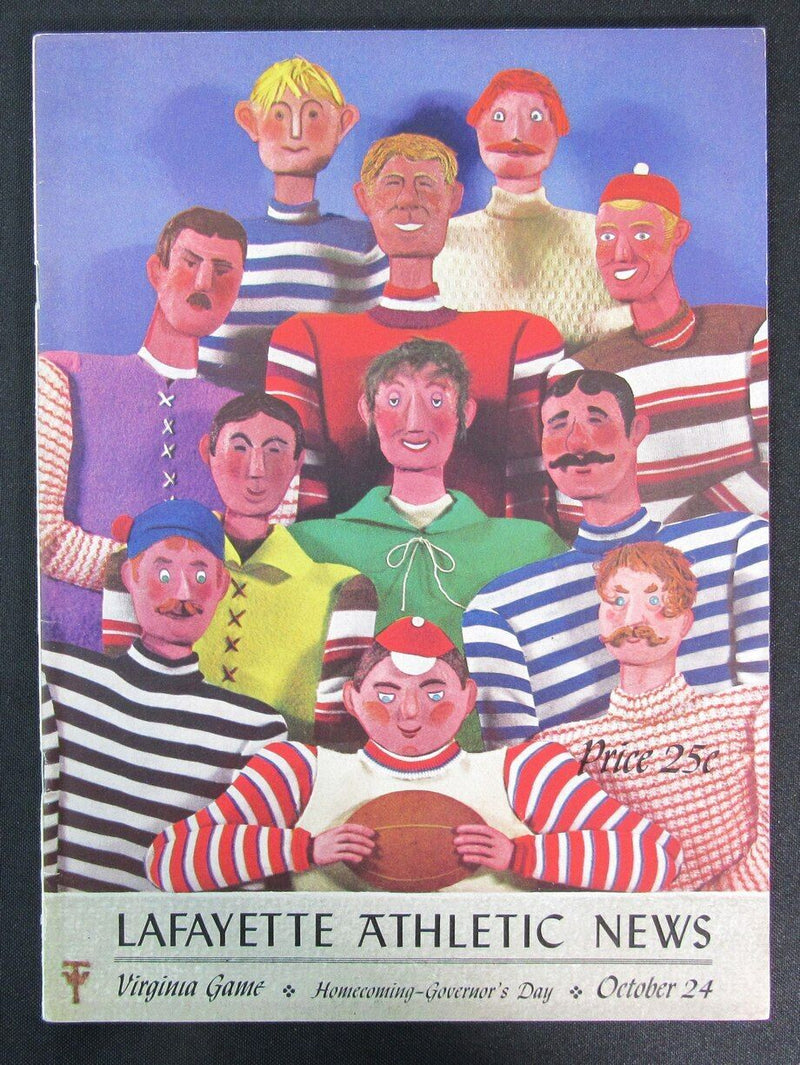 October 24, 1942 Univ of Virginia vs. Lafayette College Football Game Program