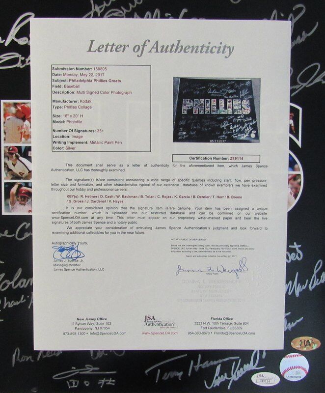 Philadelphia Phillies Greats Multi-Signed (35+) 16x20 Photo JSA 141505