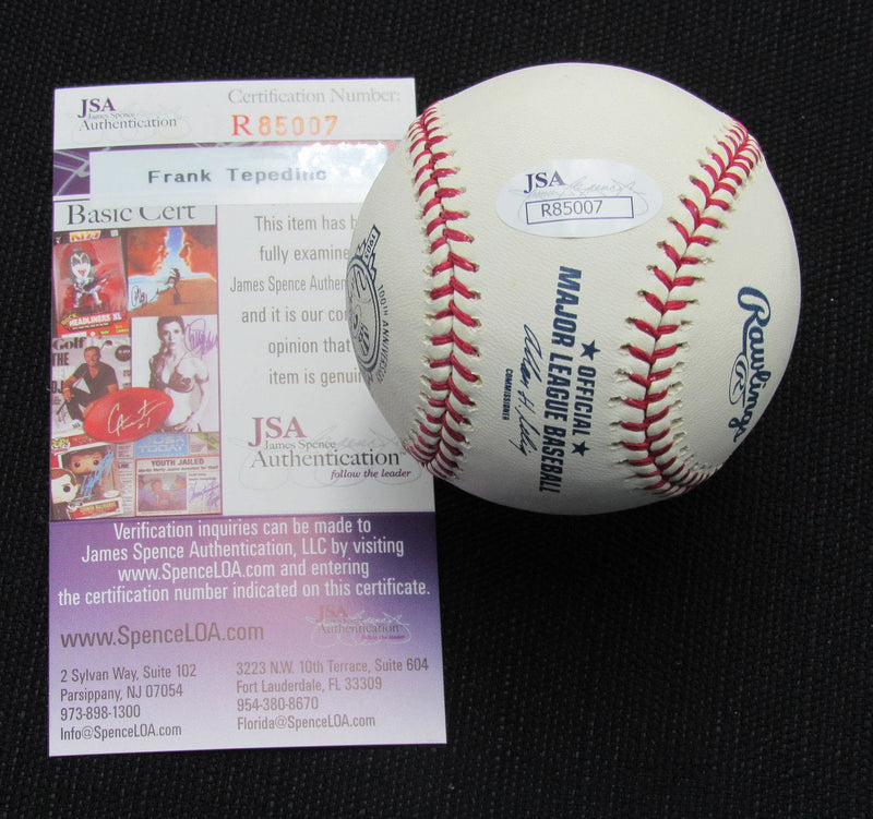 Frank Tepedino Signed/Auto Yankees 100th OML Baseball JSA  186900