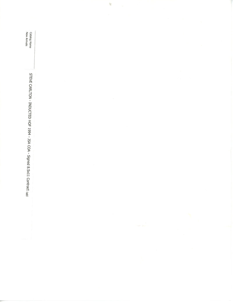 Steve Carlton HOF Signed 1990 Autograph Contract Philadelphia Phillies JSA171311