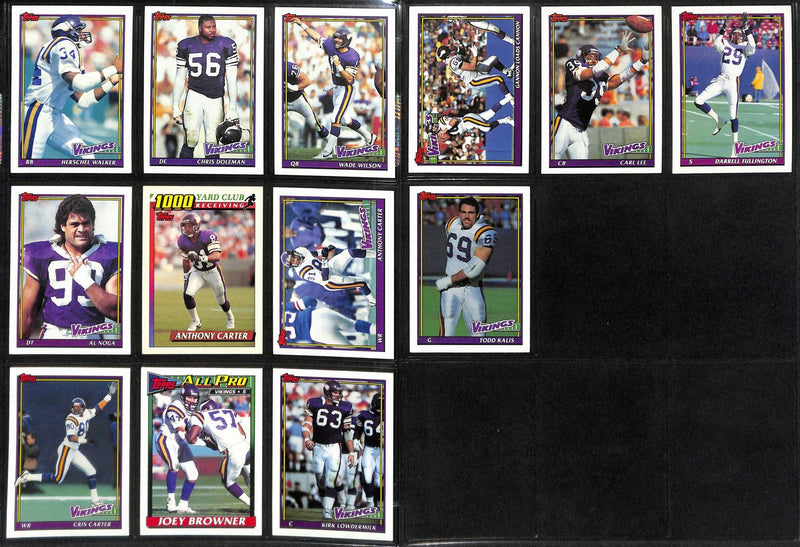 Lot of 14 Minnesota Vikings Late 80's/Early 90's Complete Team Sets 189281
