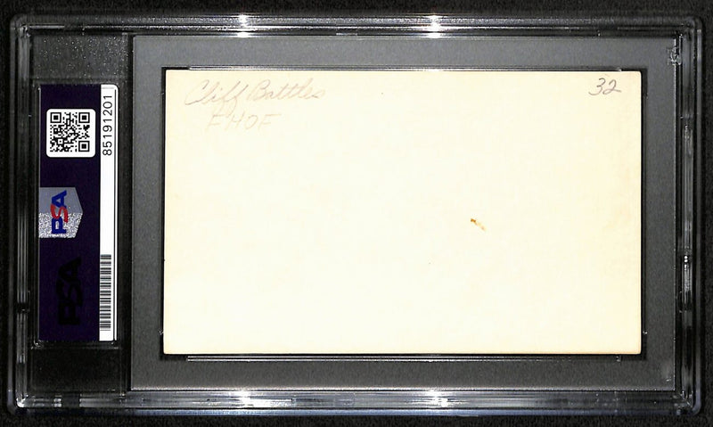 Cliff Battles HOF Signed/Inscr 3x5 Index Card Cleveland Browns PSA/DNA 187439