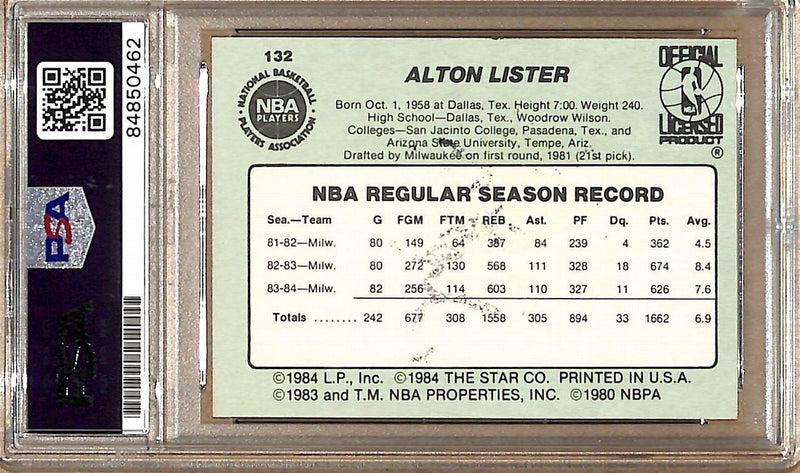 1984-85 Star Company #132 Alton Lister Bucks Signed/Auto Card PSA/DNA 179100