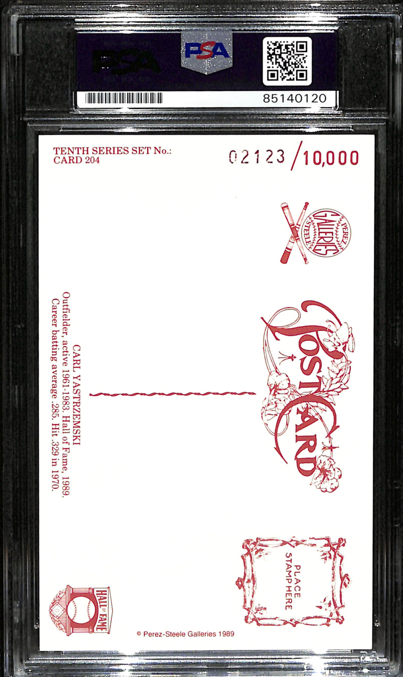 Carl Yastrzemzki HOF Signed 1989 Perez-Steele Postcard Red Sox PSA/DNA 185030