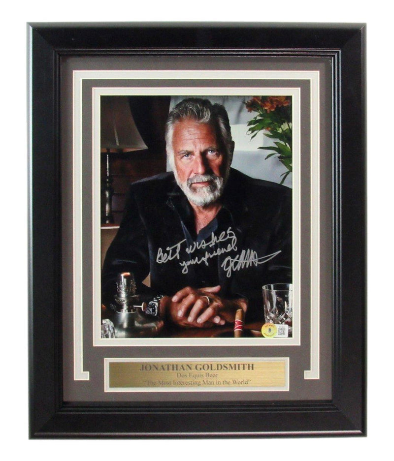 Jonathan Goldsmith Signed/Inscr 8x10 Photo Dos Equis Beer Framed Beckett 187205
