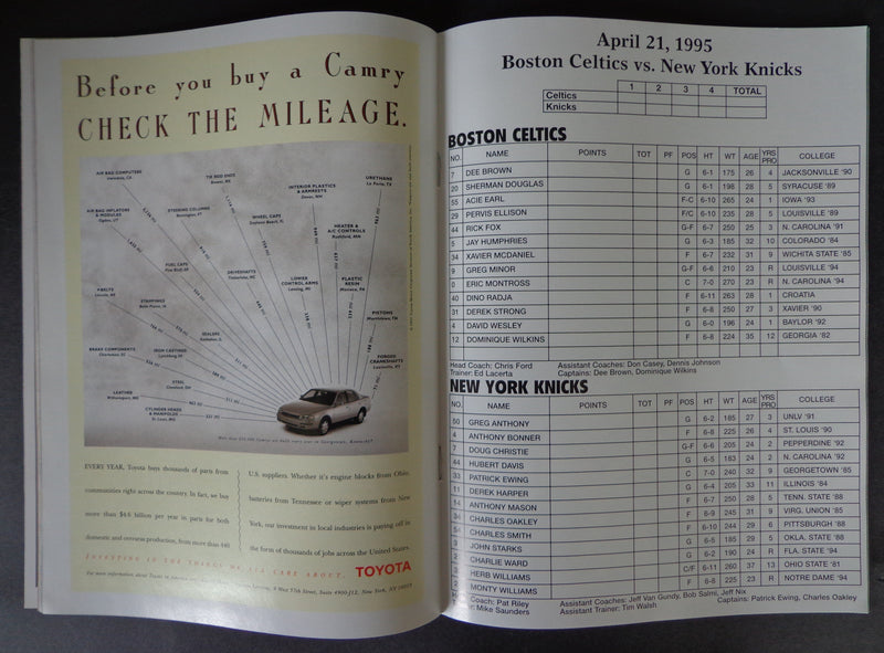 Red Auerbach Signed 1995 Program Final Game Boston Gardens JSA 188421